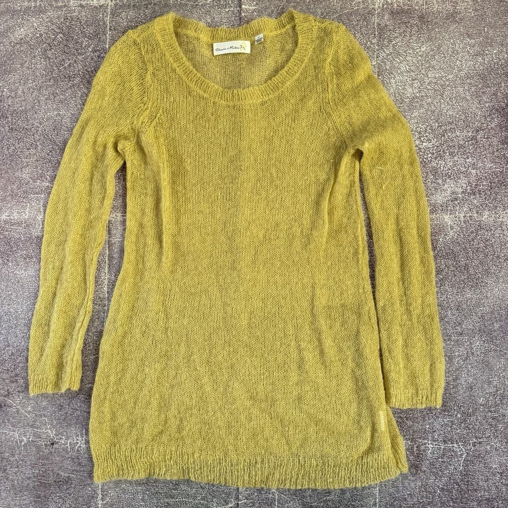 Women's Anthropologie Charlie & Robin Savusavu Mohair Yellow Tunic Sweater Sz M